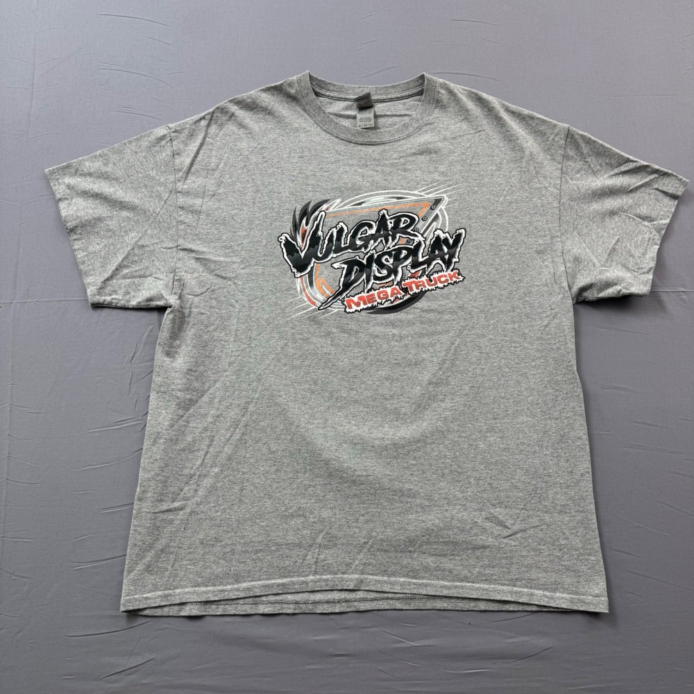 Vulgar Display Mega Truck Graphic T-Shirt Mens XL Gray Monster Truck Racing Tee